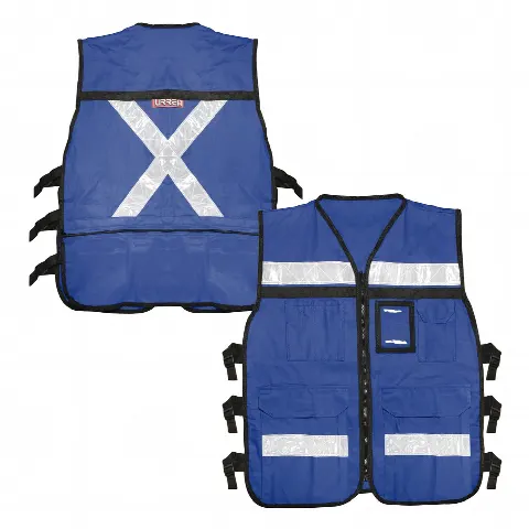 Chaleco Reflejante con 6 Bolsas Externas / 6 Broches ajustables / Talla Grande.