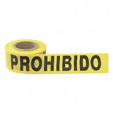 Cinta para barricada PROHIBIDO EL PASO de 100 m y ancho de 3.
