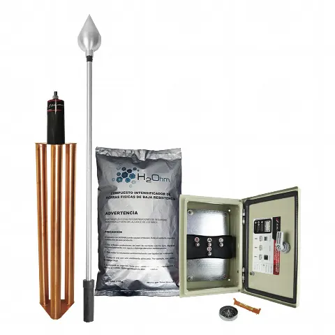Kit de Pararrayo con Punta en Aluminio con Diámetro de Protección de 160 metros. 
