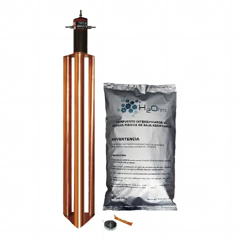 Kit de Puesta a Tierra de 100 Amperes con Electrodo, Filtro y Compuesto H2Ohm.