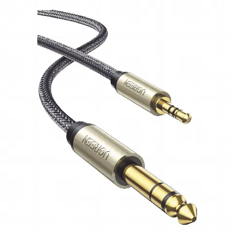 Cable Audio Estéreo 3.5mm (1/8) TRS a 6.35mm (1/4) TS / 1 Metro / Audio de Hi-Fi / Trenza de Nylon / Blindaje Múltiple / Caja de Aleación Zinc / Núcleo de Cobre Puro / Compatibilidad Universal
