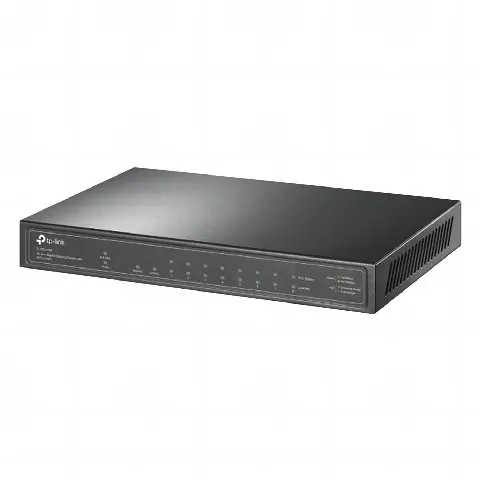 Switch de escritorio PoE+, no Administrable 8 puertos 10/100/1000 Mbps + 1 puertos 10/100/1000 Mbps (Uplink) + 1 puerto SFP, 63W
