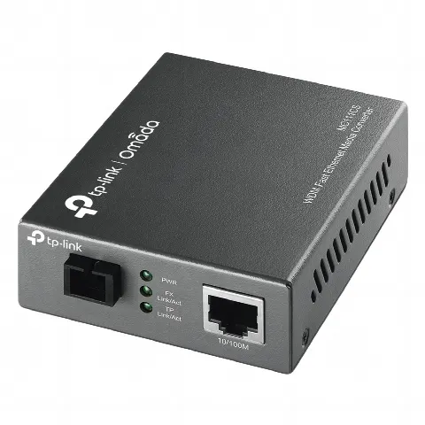 Convertidor Fibra Óptica WDM Monomodo / 1 puerto RJ45 10/100 Mbps / 1 puerto SC/UPC 100 Mbps /  Hasta 20 Km / Para su Funcionamiento Requiere el Modelo MC112CS / Plug and Play