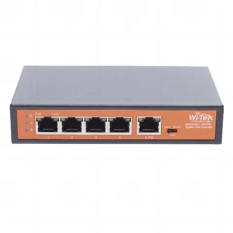Extensor PoE / Entrada hasta 90 W / 4 puertos Gigabit PoE salida 802.3 af/at / Extensor PoE hasta 250 m / No administrable 