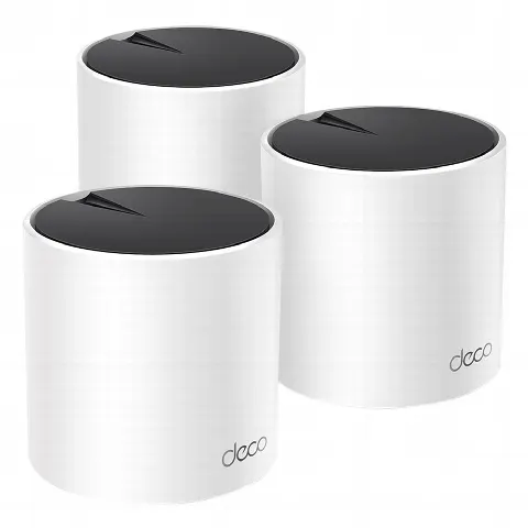 Kit 3 Routers Inalámbricos MESH Interior para Hogar / Doble Banda Wi-Fi 6 AX3000 Mbps / 3 Puerto Gigabit WAN/LAN / 2 Antenas Internas / Administración Mediante la App Deco (iOS, Android) / Protección HomeShield