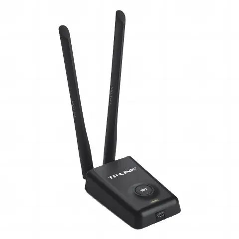 Adaptador de alta potencia USB  inalámbrico N 300 Mbps 2.4 GHz con 2 antenas externas de 5 dBi 