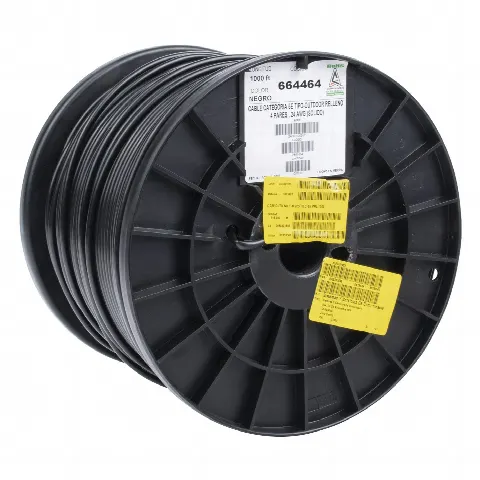 Bobina de 1000 ft ( 305 m ) Cat5e con gel para exterior, color Negro, para aplicaciones en sistemas de redes de datos y cableado estructurado.Uso intemperie.