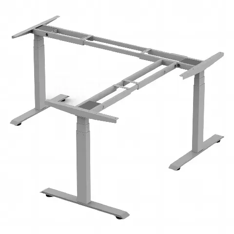 Base de Escritorio Motorizado Profesional Tipo L (3 Columnas) / Altura Ajustable 60-125cm / Estructura Estable / Funcionamiento Suave / 4 Preset de Posiciones / Color Gris / Soporta hasta 150Kg de carga 
