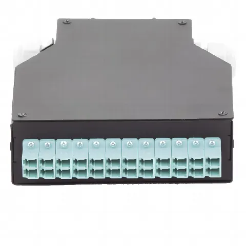 Distribuidor de Fibra Óptica para Riel Din, 12 Acopladores LC/UPC Duplex Multimodo con Charola de Empalme
