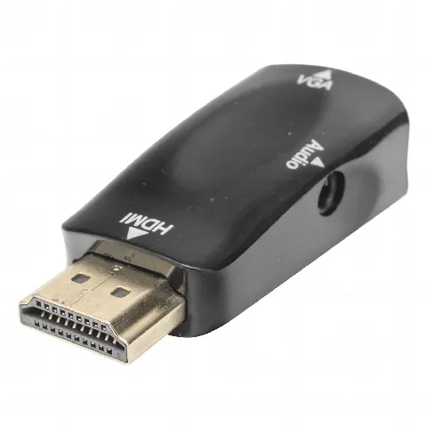 Adaptador (Convertidor) HDMI a VGA  / HDMI Macho a VGA Hembra / Resolución 1920x1080 @ 60Hz  / Adaptador de Audio de 3.5 mm / Chapado en Níquel