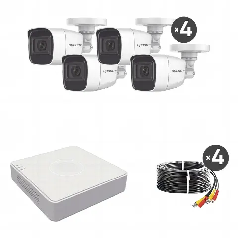 (MICRÓFONO Integrado) Kit TurboHD 1080p Lite / DVR 4 canales / Audio por Coaxitron / 4 Cámaras Bala de Metal con Micrófono Integrado