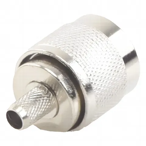 Conector N Macho para 75 Ohm de Anillo Plegable para cable RG-59, Niquel/ Oro /Teflón.