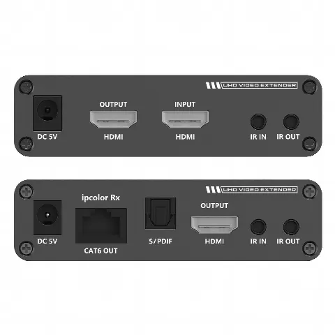 Kit Extensor HDMI hasta 700 metros con Conexión en Cascada / 4K @ 60 Hz/ 70 metros PTP con Cat 6, 6a y 7 / IPCOLOR / CERO LATENCIA / SIN COMPRIMIR / Salida Loop / IR bidireccional / Puerto S/PDIF / Soporta ARC / Soporta 10 TT-676-Rx.