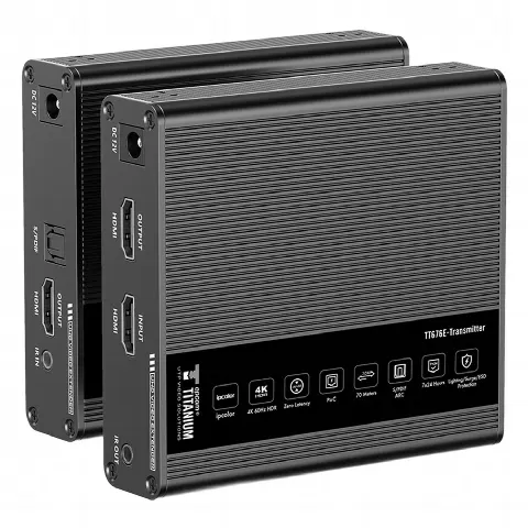 Kit Extensor HDMI para distancias de 70 metros / Resolución 4K x 2K@ 60 Hz/ Cat 6, 6a y 7 / IPCOLOR / CERO LATENCIA / SIN COMPRIMIR / Uso 24/7 / Puerto S/PDIF / Soporta ARC / Salida Loop / Alimente solo el Tx (PoC) / Control IR 