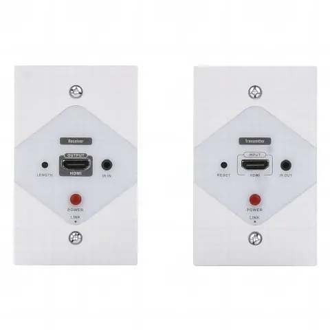 Kit Extensor HDMI en PLACAS DE PARED para distancias de 40 metros / Resolución 1080P @ 60 Hz / Cat 6/6A/ 7 / HDR/ Cero Latencia / Soporta Control Remoto / Placa de pared de 2.74 x 4.49? (tamaño estándar de EE.UU.).