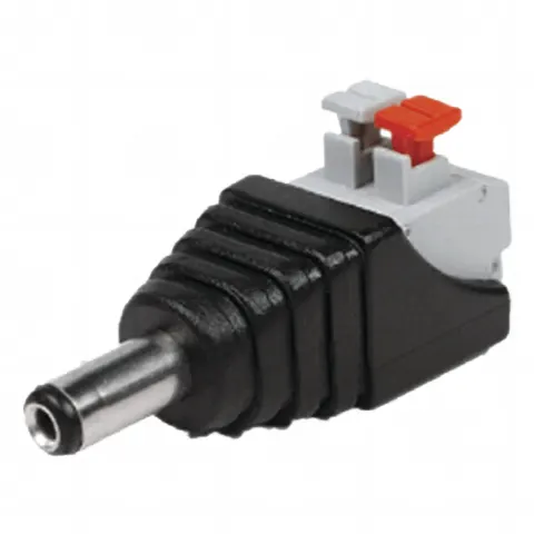 Adaptador tipo Jack de 3.5 mm Macho Polarizado de 12 Vcc con Terminales de Presión.