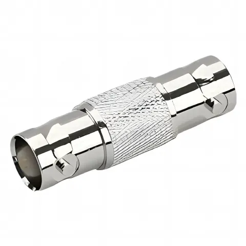 Adaptador Tipo Barril para 75 Ohm, de Conector BNC Hembra a BNC Hembra, Níquel/ Oro/ Teflón.