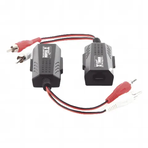 Balun Extensor de audio analogo estereo RCA a RJ45  / Distancia 800 mts (2625 ft)/  Cable CAT5-6 / Conector 100% COBRE / protección TVS, Calidad PREMIUM