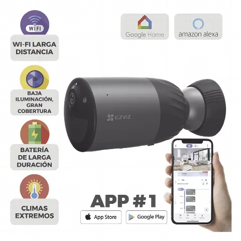 Cámara IP Inalámbrica Con Batería Recargable (Cero Cables) / Colores en Oscuridad / 2 Megapíxel  / Sirena y Estrobo / Alertas de Audio Personalizable / Uso en Exterior / Grabación en la Nube / Almacenamiento Interno