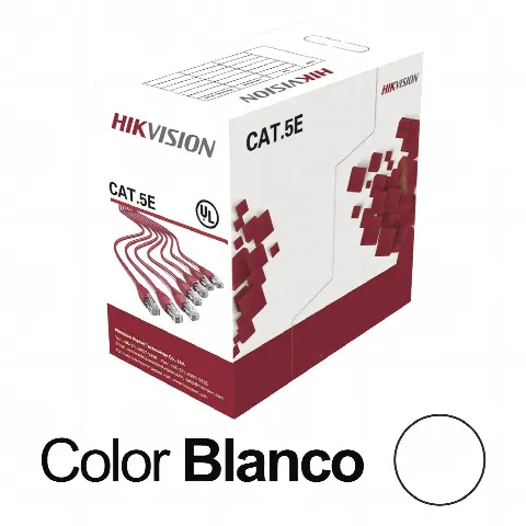 Bobina de Cable UTP 305 Metros / Cat5E (24 AWG) / Color Blanco / PVC (CM) / Uso en Interior / 100% Cobre / Aplicaciones de CCTV y Redes de Datos