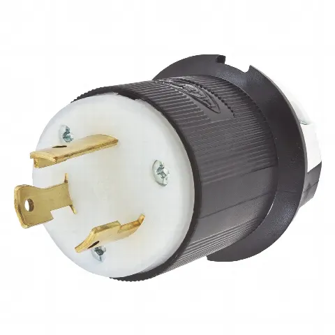 Clavija Industrial con Bloqueo de Media Vuelta / 30 A 125 V CA / 2 Polos 3 Hilos / Color Blanco y Negro / Nema L5-30P.