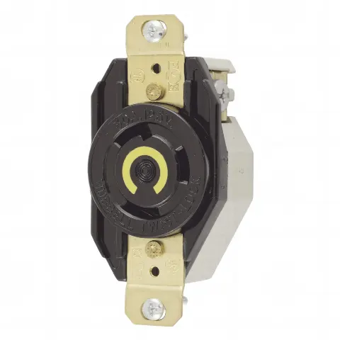 Receptáculo de Media Vuelta Industrial 30 A 125 V CA 2 Polos 3 Hilos (Nema L5-30R) Color Negro.