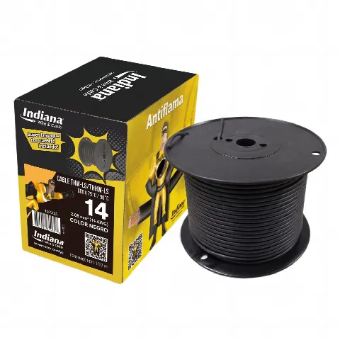 Cable Eléctrico de Cobre Recubierto THW-LS Calibre 14 AWG 19 Hilos Color negro (100 metro)