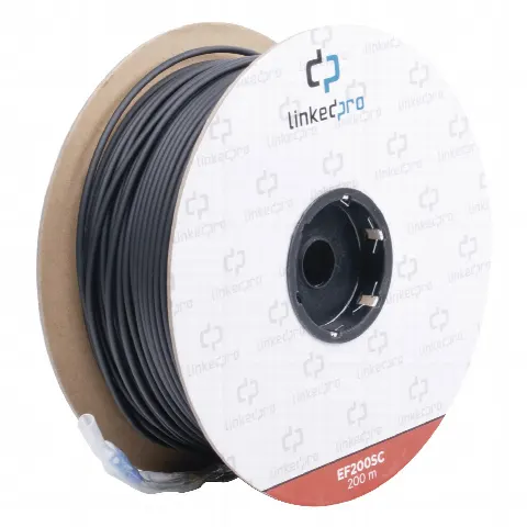 Carrete de Fibra Óptica Monomodo con conectores SC-SC Duplex, Reforzada con Kevlar, de 200 metros (656.17 ft)