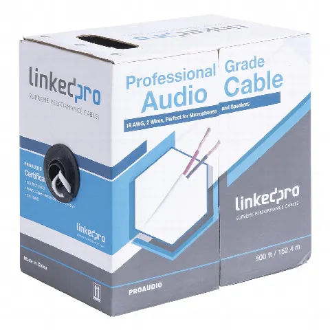 Cable para audio profesional de 2 conductores calibre 18 para aplicaciones de audio y automatización bobina de 152 m (500 ft) / Blanco