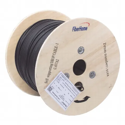 Carrete de 1 km de Fibra Óptica Aérea Mini Figura 8 G.657A2 tipo Drop, Monomodo de 1 Hilo (unifibra), Color Negro