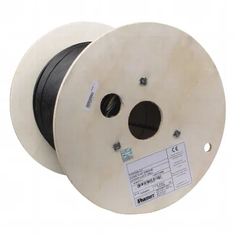 Bobina de Cable UTP de 4 Pares, PanNet, Para Exterior con Gel, Cat6 (23 AWG), Industrial para Climas Extremos, Color Negro, 305 m (1000 ft)