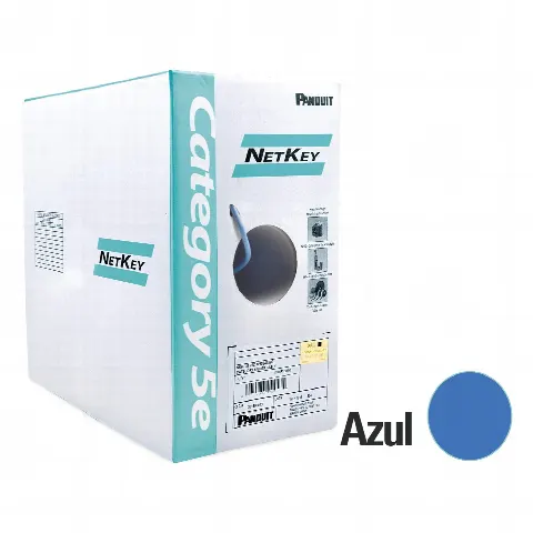 Bobina de cable UTP 305 m (1000 ft). de Cobre, NetKey, Azul, Categoría 5e (24 AWG), PVC (CM), de 4 pares