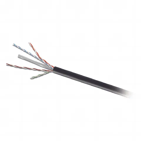 Bobina de Cable UTP de 4 Pares, Para Exterior con Gel, Cat6 (23 AWG), Industrial para Climas Extremos, Enterrado Directo, Color Negro, 305 m (1000 ft)
