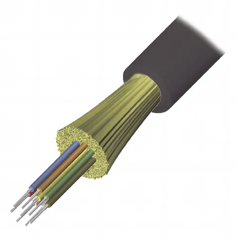 Cable de Fibra Óptica de 6 hilos, Interior/Exterior, Tight Buffer, No Conductiva (Dieléctrica), LS0H, Multimodo OM4 50/125 optimizada, 1 Metro