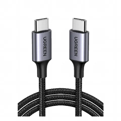 Cable USB-C a USB-C | 2 Metros | Transferencia de datos de 480 Mbps | Carga Rápida de hasta 60W | QC 4.0/3.0/2.0 | PD3.0 | FPC | AFC | Protección Integrada | Caja de Aluminio | Nylon Trenzado | Color Negro | 2 años de Garantía.