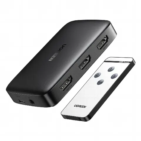 Conmutador HDMI 3X1 / 3 Puertos de entrada ? 1 Puerto de Salida / Control Remoto / Resolución 4K@30Hz / 3D / Receptor de Infrarrojos / Transmisión Estable / Incluye Cable Micro USB para Alimentacion.