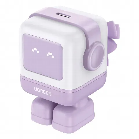 Cargador Mini GaNRobot 30W serie Nexode | 1 USB-C de Carga Rápida | Tecnología GaN II | Multiprotocolo PD/QC/SCP/FCA | Carga Inteligente | Pantalla LED | Zapato Magnético Extraíble | Thermal Guard | Color Lila.