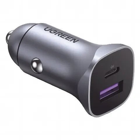 Cargador de Auto 30W | 2 Puertos USB-A y USB-C | Carga Rápida | Compatible con Vehículos de 12 y 24 VCD | PD3.0, QC4.0, SCP, PPS | Indicador Led | Diseño Compacto | Chip Inteligente | Caja de Aluminio.