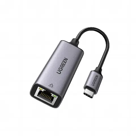 Adaptador de Red USB-C 3.1 (5 Gbps) a RJ45 | Thunderbolt 3 | Admite 10/100/1000 Mbps y 2.5G |  Chip Inteligente | Amplia Compatibilidad | Caja de Aluminio | Longitud del cable 10 cm.