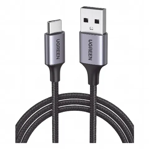 Cable USB-A a USB-C | 2 Metros | Transferencia de datos de 480 Mbps | Carga Rápida | QC 4.0/3.0/2.0 | FPC | AFC | Protección Integrada | Caja de Aluminio | Nylon Trenzado | Color Negro | 2 años de Garantía.