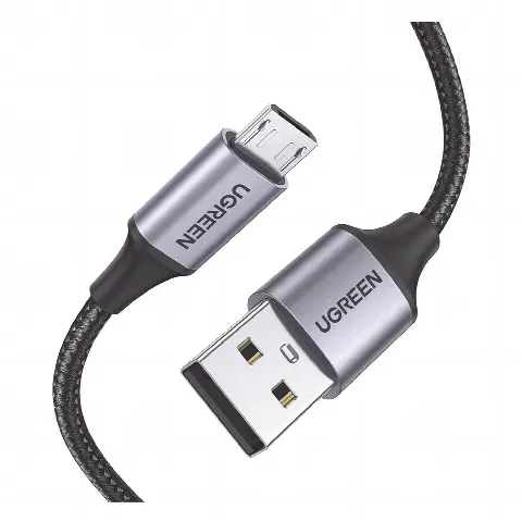 Cable USB-A a Micro USB | 1 Metro | Carga Rápida | QC 3.0/2.0 | FPC | AFC | Transferencia de datos de 480 Mbps | Recarga hasta 18W | Protección Integrada | Caja de Aluminio | Nylon Trenzado | Color Negro | 2 años de Garantía.