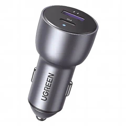 Cargador de Auto 42.5W | Puerto USB-A y USB-C | Carga Rápida | Compatible con Vehículos de 12 y 24 VCD | PD3.0 + QC3.0 | Chip Inteligente | Diseño Compacto  Mayor Eficiencia Energética | Caja de Aluminio.