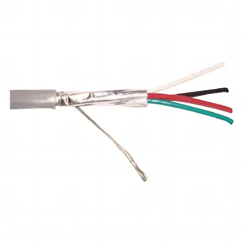 Caja de 305 metros (1000 ft) / 4 X 22 AWG  / Blindado / CMR, color gris. Aplicaciones en sistemas de audio, alarmas y control de acceso.
