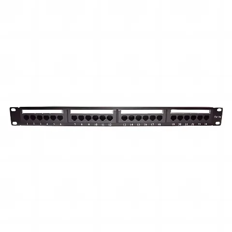 Panel de parcheo de impacto (110) UTP de 24 puertos Cat5e, 19in con barra para organizar cable