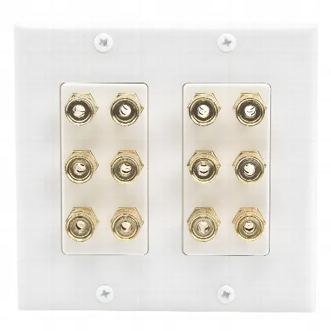 Placa de Pared | Postes de Unión Tipo Banana | Conexión para 6 Altavoces | Fácil Instalación | Conectores Chapados en Oro