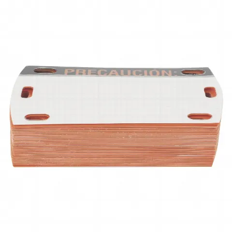 Etiqueta Autolaminada para Identificación de Fibra Optica Paquete de 25 piezas, Para Uso Interior/Exterior, Dimensiones de 90 x 50 mm (1.97 in), Color Negro con Naranja