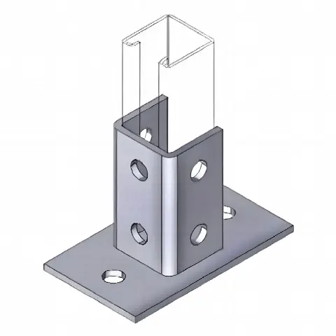 Base de Montaje Cuadrada / 4 Perforaciones / Acero Galvanizado / Perfil Sencillo Industrial