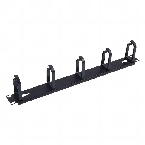 Organizador de cables con 5 anillos, 1U, 19 Color negro