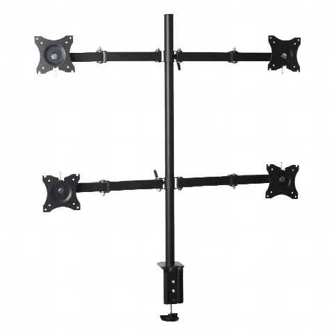 Soporte de Escritorio Articulado / 4 Monitores 13 a 27" / Carga 15 kg (33 lbs) por Pantalla / VESA 75x75 y 100x100 / Acero / Giro ±30°