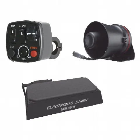 Kit de Señalización para Motocicleta / Sirena y Bocina 100W / Controlador Ergonómico / 3 Tonos de Advertencia / Manubrio 7/8" (22,22 mm)
